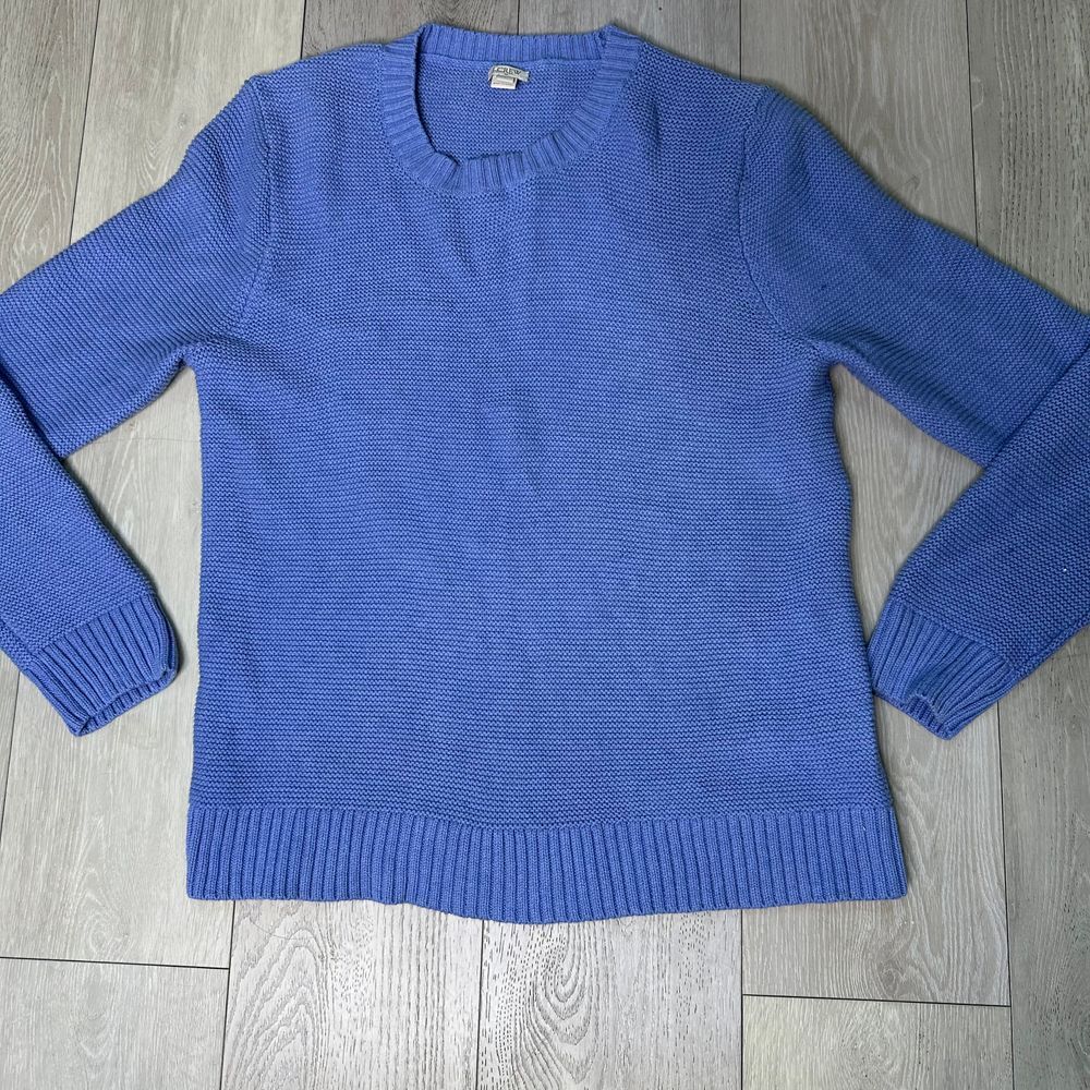 J crew factory light blue‎ chunky crewneck cotton knit sweater size large